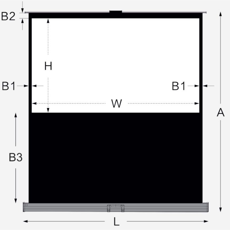 Wymiary ekranu projekcyjnego Suprema Libra X