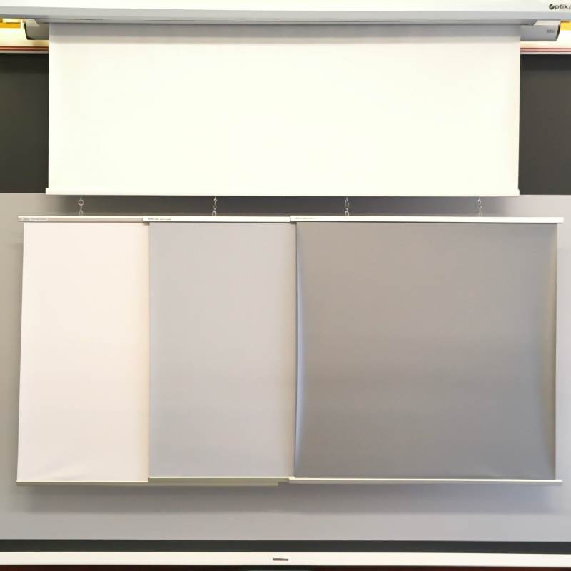 Widok różnych rodzajów materiałów projekcyjnych.